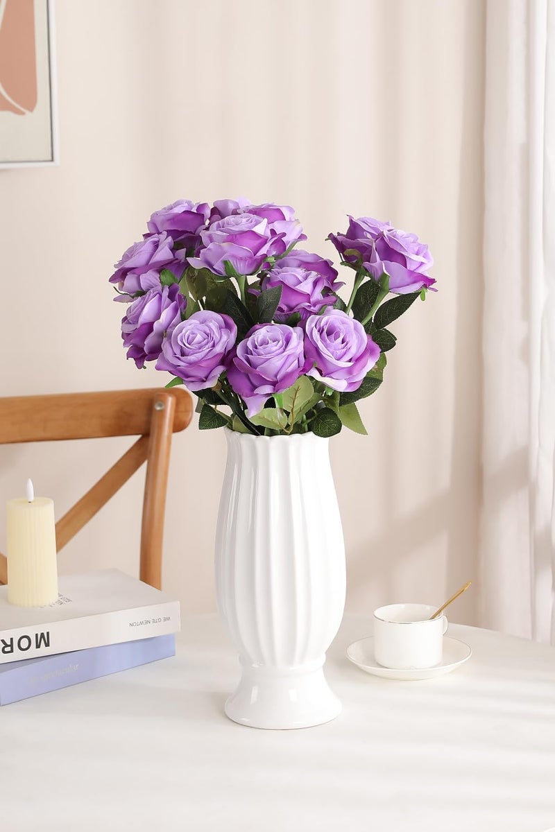 Luyue 10PCS Artificial Roses Flower with Stems Slik Fake Flowers Bouquet Realistic Long Stem Faux Rose for Valentines Day Wedding Home Decor - Image 2